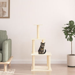 vidaXL Kratzbaum für Katzen mit Sisal-Kratzsäulen in Creme 111 cm – Bild 1 von 1