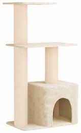 vidaXL Kratzbaum für Katzen mit Sisal-Kratzsäulen in Creme 133 cm – Bild 1 von 2