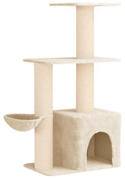 vidaXL Kratzbaum für Katzen mit Sisal-Kratzsäulen in Creme 133 cm – Bild 1 von 2