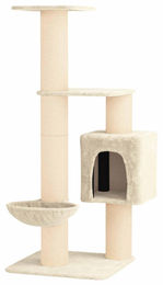 vidaXL Kratzbaum für Katzen mit Sisal-Kratzsäulen in Creme 137 cm – Bild 1 von 2