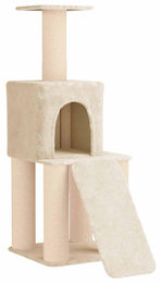 vidaXL Kratzbaum für Katzen mit Sisal-Kratzsäulen in Creme 146 cm – Bild 1 von 2