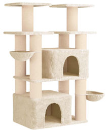 vidaXL Kratzbaum für Katzen mit Sisal-Kratzsäulen in Creme 147 cm 2er Set – Bild 1 von 2