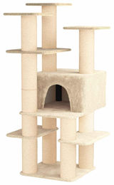 vidaXL Kratzbaum für Katzen mit Sisal-Kratzsäulen in Creme 161 cm – Bild 1 von 2