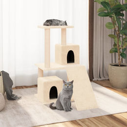 vidaXL Kratzbaum für Katzen mit Sisal-Kratzsäulen in Creme 82 cm – Bild 1 von 2
