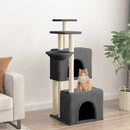vidaXL Kratzbaum für Katzen mit Sisal-Kratzsäulen in Dunkelgrau 122 cm – Bild 1 von 2