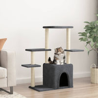 Produktbild von vidaXL Kratzbaum für Katzen mit Sisal-Kratzsäulen in Dunkelgrau 97,5 cm
