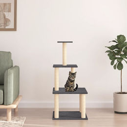 vidaXL Kratzbaum für Katzen mit Sisal-Kratzsäulen in Grau 111 cm – Bild 1 von 2