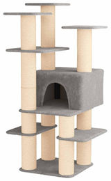 vidaXL Kratzbaum für Katzen mit Sisal-Kratzsäulen in Grau 161 cm – Bild 1 von 2