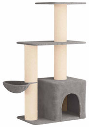 vidaXL Kratzbaum für Katzen mit Sisal-Kratzsäulen in Hellgrau 133 cm – Bild 1 von 2
