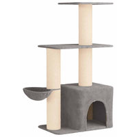 Produktbild von vidaXL Kratzbaum für Katzen mit Sisal-Kratzsäulen in Hellgrau 133 cm