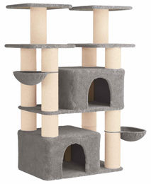 vidaXL Kratzbaum für Katzen mit Sisal-Kratzsäulen in Hellgrau 147 cm 2er Set – Bild 1 von 2