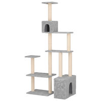 Produktbild von vidaXL Kratzbaum für Katzen mit Sisal-Kratzsäulen in Hellgrau 177,5 cm