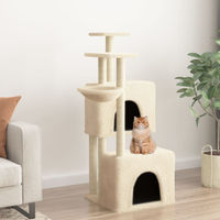 Produktbild von vidaXL Kratzbaum für Katzen mit Sisal-Kratzsäulen und Plüsch in Creme 122 cm
