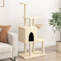 Produktbild von vidaXL Kratzbaum für Katzen mit Sisal-Kratzsäulen und Plüsch in Creme 131 cm