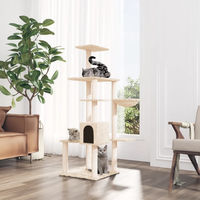 Produktbild von vidaXL Kratzbaum für Katzen mit Sisal-Kratzsäulen und Plüsch in Creme 142 cm