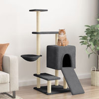 Produktbild von vidaXL Kratzbaum für Katzen mit Sisal-Kratzsäulen und Plüsch in Dunkelgrau 130,5 cm