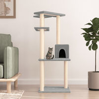 Produktbild von vidaXL Kratzbaum für Katzen mit Sisal-Kratzsäulen und Plüsch in Hellgrau 123 cm