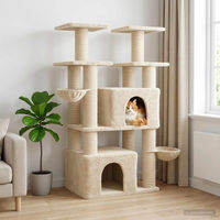 Produktbild von vidaXL Kratzbaum für Katzen mit Sisal-Kratzulen in Creme 147 cm Set aus 2 Stück
