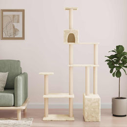 vidaXL Kratzbaum für Katzen mit Sisal-Kratzulen in Creme 177,5 cm – Bild 1 von 2