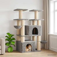Produktbild von vidaXL Kratzbaum für Katzen mit Sisal-Kratzulen in Hellgrau 147 cm Set 2 Stück