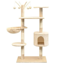 vidaXL Kratzbaum für Katzen in Beige mit Plüsch 125cm – Bild 1 von 7