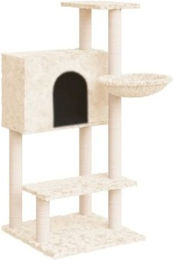 vidaXL Kratzbaum für Katzen in Creme mit Sisal-Kratzsäulen 108,5 cm – Bild 1 von 10
