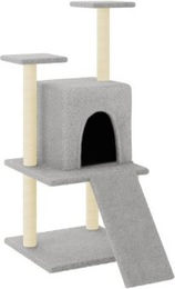 VidaXL Kratzbaum für Katzen in Grau mit Katzenhöhle und Sisal Kratzsäulen aus Plüsch – Bild 1 von 10