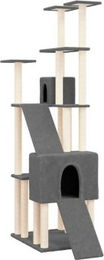 vidaXL Kratzbaum für Katzen in Grau mit Plüsch und Sisal-Kratzsäulen 190 cm – Bild 1 von 10
