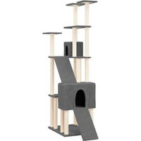 Produktbild von vidaXL Kratzbaum für Katzen in Grau mit Plüsch und Sisal-Kratzsäulen 190 cm