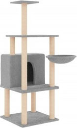 vidaXL Kratzbaum für Katzen in Grau mit Plüsch und Sisal-Kratzsäulen – Bild 1 von 11
