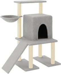 vidaXL Kratzbaum für Katzen in Grau mit Sisal-Kratzsäulen und Plüsch-Polsterung – Bild 1 von 11