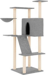 vidaXL Kratzbaum für Katzen in Grau mit Sisal-Kratzsäulen und Plüschbespielung – Bild 1 von 11