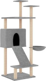 vidaXL Kratzbaum für Katzen in Grau mit Sisal Kratzsäulen und weichem Plüsch – Bild 1 von 11