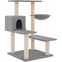 Produktbild von VidaXL Kratzbaum für Katzen in Grau mit Sisalsäulen und Kuschelhöhle aus Plüsch