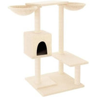 Produktbild von VidaXL Kratzbaum für Katzen mit 2 Häusern und Kratzsäulen aus Plüsch in Creme/Beige