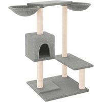 Produktbild von vidaXL Kratzbaum für Katzen mit 2 Häusern und Kratzsäulen aus Plüsch in Grau
