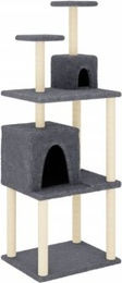 vidaXL Kratzbaum für Katzen mit Katzenhöhle und Sisal-Kratzsäule aus Plüsch, Dunkelgrau, 167 cm – Bild 1 von 9