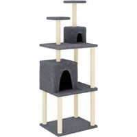 Produktbild von vidaXL Kratzbaum für Katzen mit Katzenhöhle und Sisal-Kratzsäule aus Plüsch, Dunkelgrau, 167 cm
