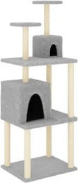 vidaXL Kratzbaum für Katzen mit Katzenhöhle und Sisal-Kratzsäule aus Plüsch Grau 167 cm – Bild 1 von 9