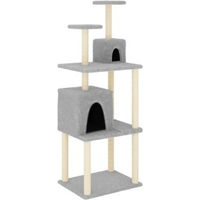 Produktbild von vidaXL Kratzbaum für Katzen mit Katzenhöhle und Sisal-Kratzsäule aus Plüsch Grau 167 cm