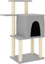 vidaXL Kratzbaum für Katzen mit Katzenhöhle und Sisal-Kratzsäule aus Plüsch Grau 97 cm – Bild 1 von 9