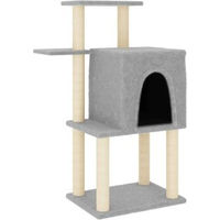 Produktbild von vidaXL Kratzbaum für Katzen mit Katzenhöhle und Sisal-Kratzsäule aus Plüsch Grau 97 cm