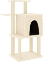 VidaXL Kratzbaum für Katzen mit Katzenhöhle und Sisal-Kratzsäule aus Plüsch in Beige 97 cm – Bild 1 von 9