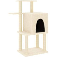 Produktbild von VidaXL Kratzbaum für Katzen mit Katzenhöhle und Sisal-Kratzsäule aus Plüsch in Beige 97 cm