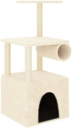 vidaXL Kratzbaum für Katzen mit Katzenhöhle und Sisal-Kratzsäule aus Plüsch in Creme 109,5 cm – Bild 1 von 4