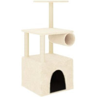Produktbild von vidaXL Kratzbaum für Katzen mit Katzenhöhle und Sisal-Kratzsäule aus Plüsch in Creme 109,5 cm