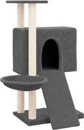 vidaXL Kratzbaum für Katzen mit Katzenhöhle und Sisal-Kratzsäule aus Plüsch in Grau 96cm – Bild 1 von 9