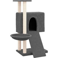Produktbild von vidaXL Kratzbaum für Katzen mit Katzenhöhle und Sisal-Kratzsäule aus Plüsch in Grau 96cm
