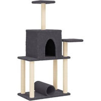 Produktbild von vidaXL Kratzbaum für Katzen mit Katzenhöhle und Sisal-Kratzsäulen aus Plüsch, Dunkelgrau, 122cm