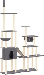 vidaXL Kratzbaum für Katzen mit Katzenhöhle und Sisal-Kratzsäulen aus Plüsch Dunkelgrau 279 cm – Bild 1 von 13